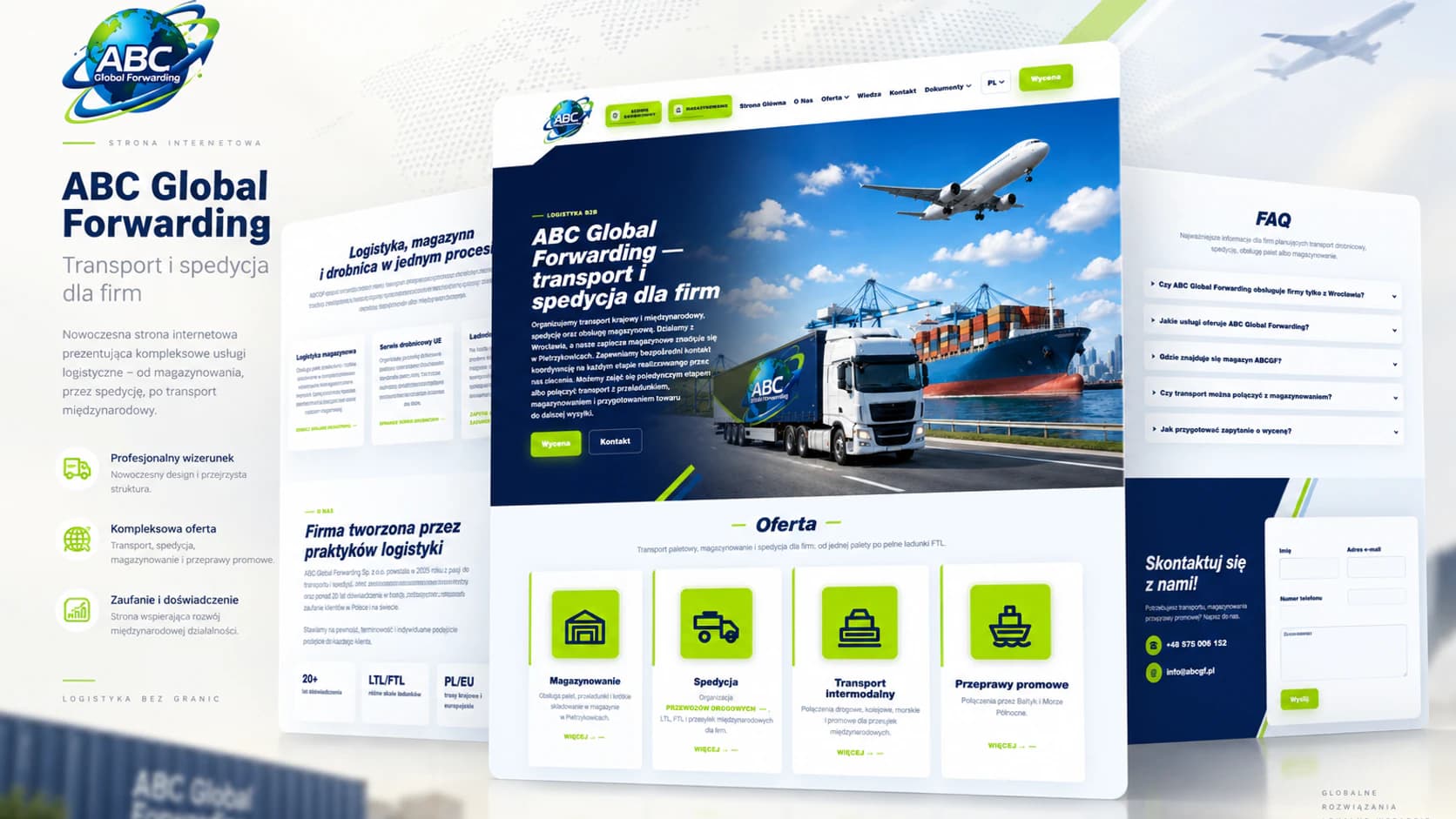 Widok strony firmowej ABC Global Forwarding.