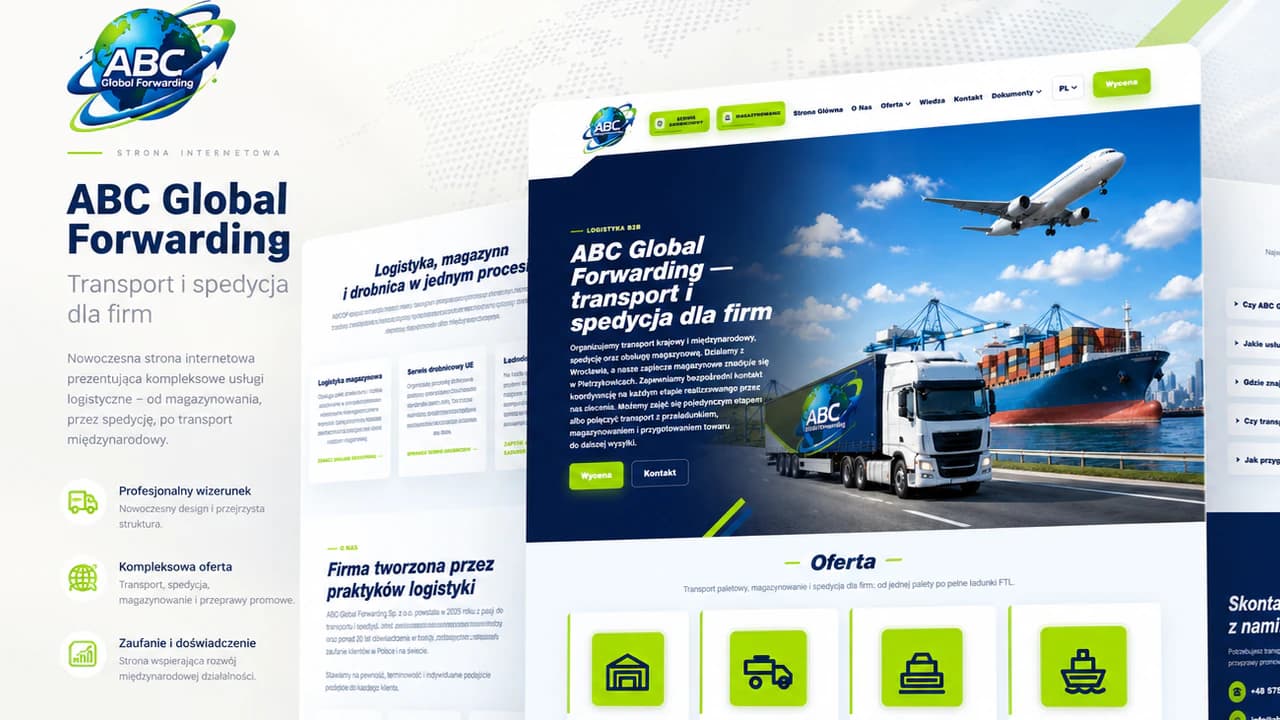 Widok strony firmowej ABC Global Forwarding.